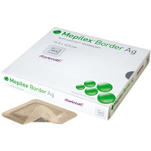 Skumförband silver silikon Mepilex B Ag – 10x10cm Border – 5 st