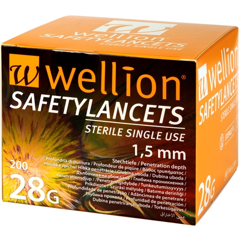 Lansett Wellion Safetylancets – 28G (0,37mm) x1,8mm Säkerhet – 200 st