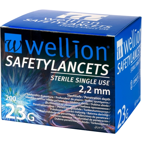 Lansett Wellion Safetylancets – 23G (0,60mm) x 2,2mm Säkerhet – 200 st