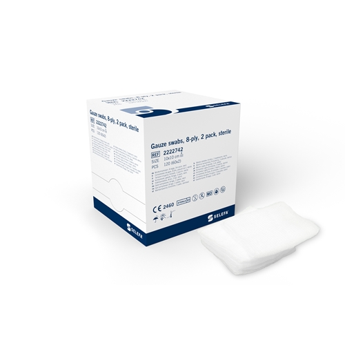 Kompress gasväv 8L 2p Selefa – 10x10cm steril – 120 st