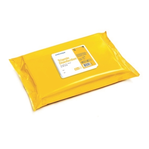 Desinfektionsduk engångs alkoholfri – 43x30cm Wet Wipe Maxi gul – 20 st