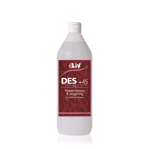 Ytdesinfektion Liv IPA 45%  – 1000ml flaska m tensid