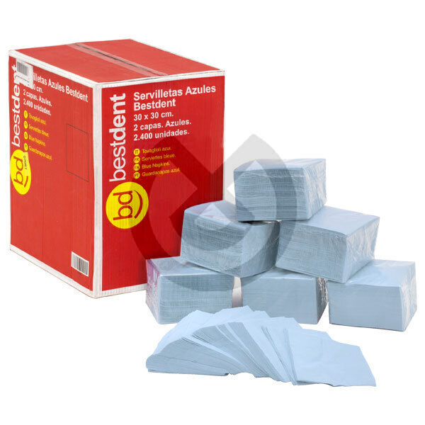 Blå servetter, 2-lager – 30 x 30 cm – BESTDENT