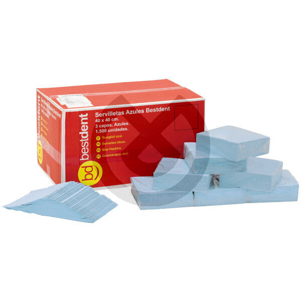 Servetter – 40 x 40 blå 3-lager (1500 st.) – BESTDENT