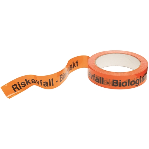 Märktejp – 25mmx66m orange/svart text