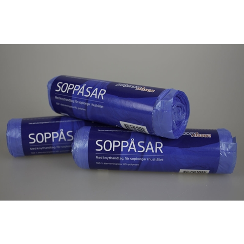 Avfallspåse HD-plast knyt – 30L 480x590mm 12my blå – 25 st