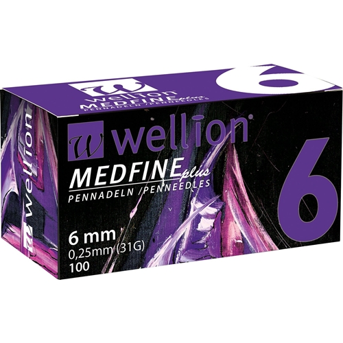 Pennkanyl Wellion Medfine plus – 31 G (0,25mm) x 6mm lila – 100 st