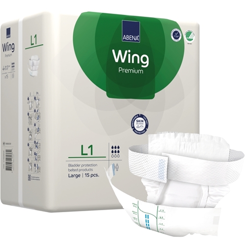 Inkontinensskydd allt-i-ett med bälte – ABENA Wing Premium L1 – 60 st