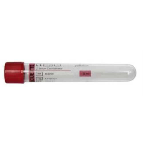 Vakuumrör VACUETTE transparent etikett – 9ml serum röd – 50 st