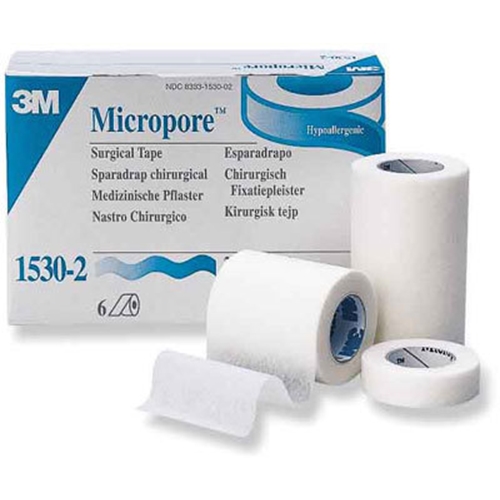 Häfta papper Micropore – 2,5cmx9,1m vit – 12 st