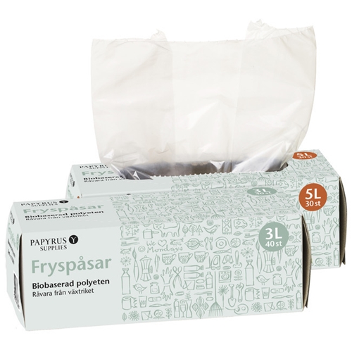 Plastpåse frys LLD BIO – 1L 140x280mm 22my i dispenser – 70 st