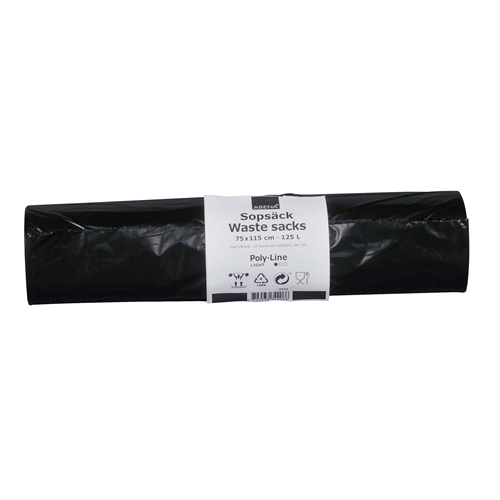 Sopsäck LLD plast co-ex Supersäcken – 125L 750x1150mm 25my svart – 250 st