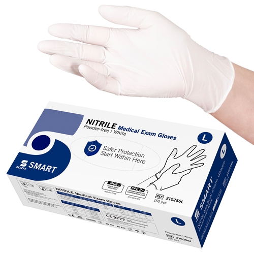 Handske us nitril Selefa pf – L SMART vit AQL 1,5 – 150 st
