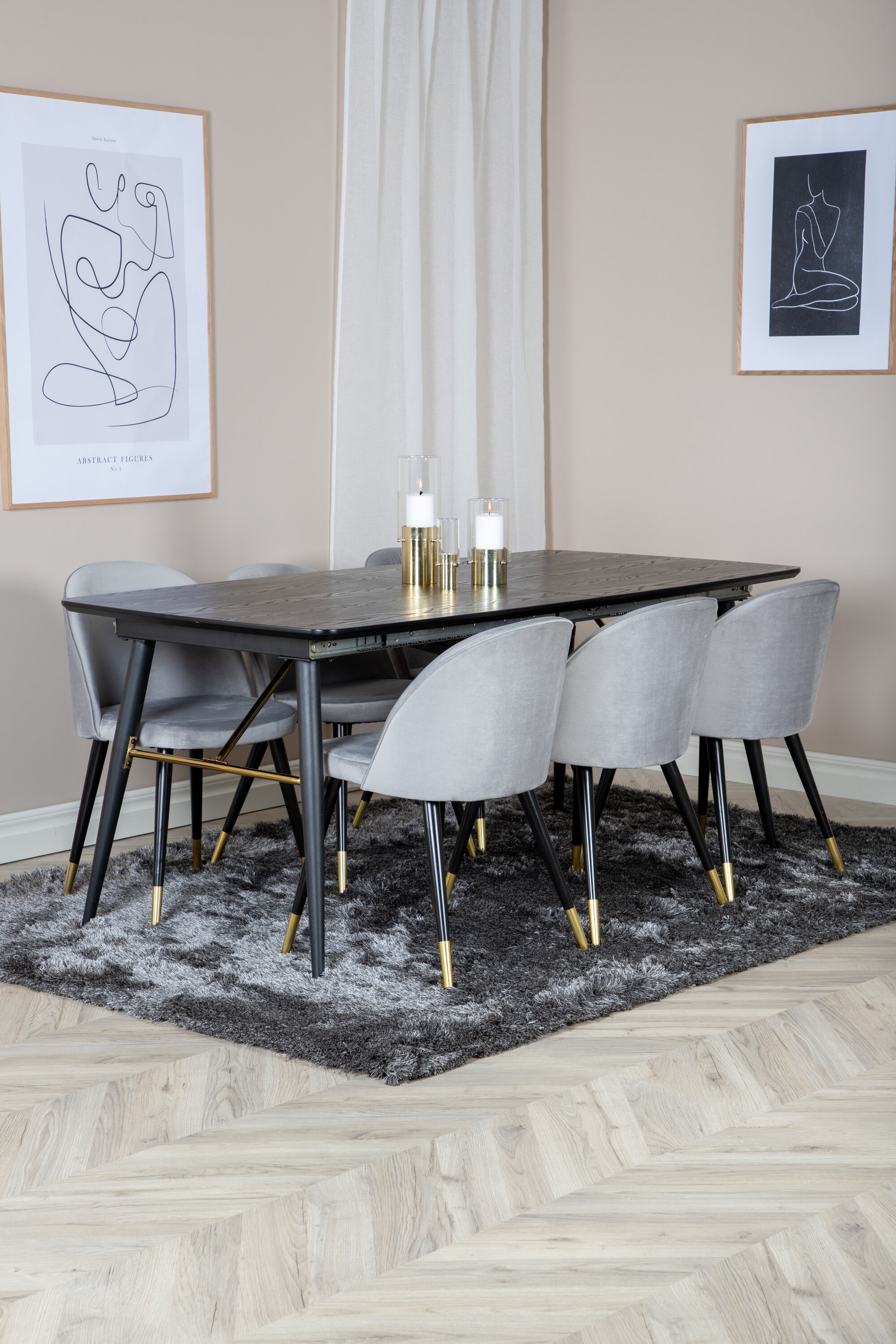 deLOHN Gold, Velvet Téglalap alakú étkezőgarnitúra deLOHN Gold, Velvet Téglalap alakú étkezőgarnitúra