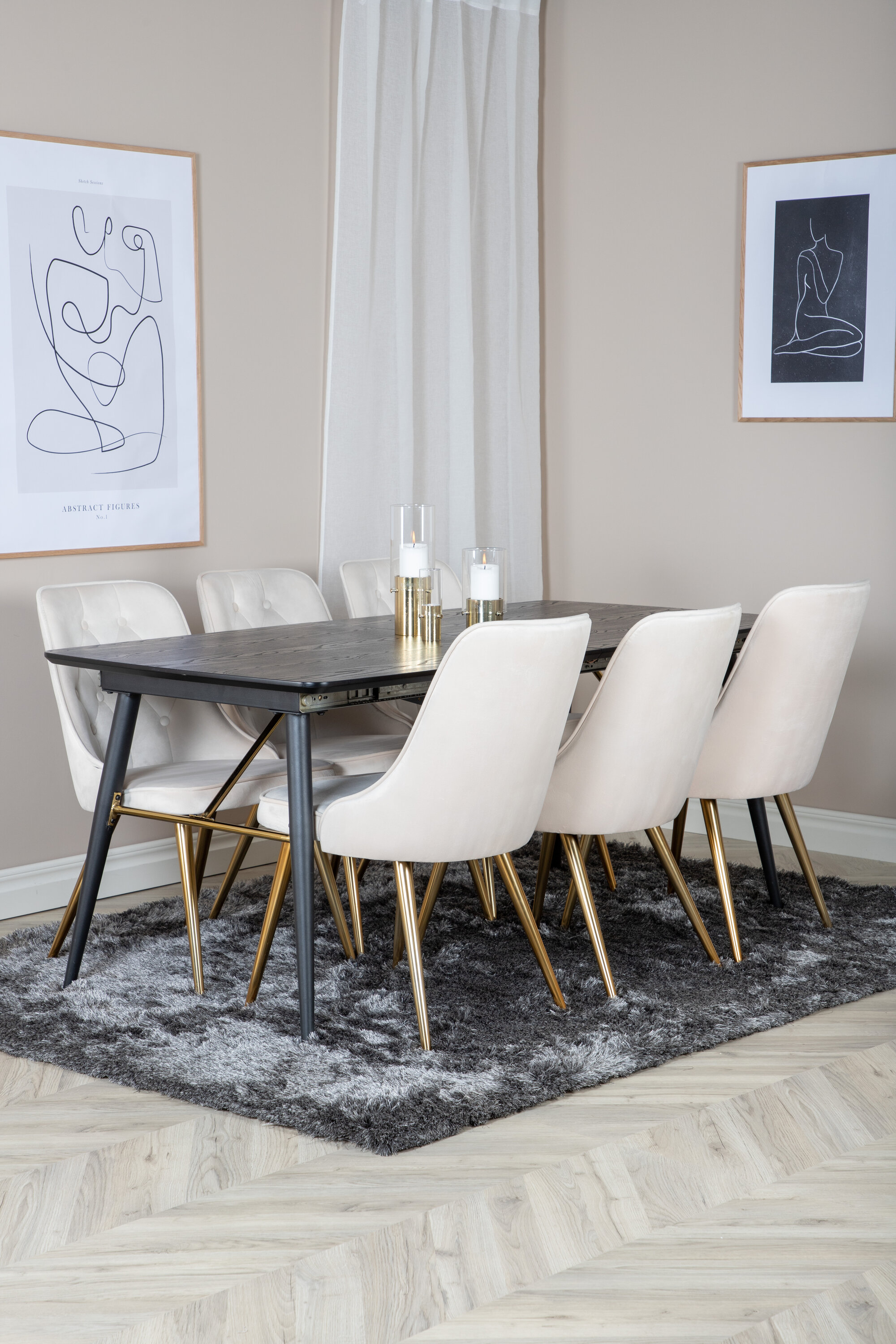 deLOHN Gold, Velvet Deluxe Téglalap alakú étkezőgarnitúra deLOHN Gold, Velvet Deluxe Téglalap alakú étkezőgarnitúra