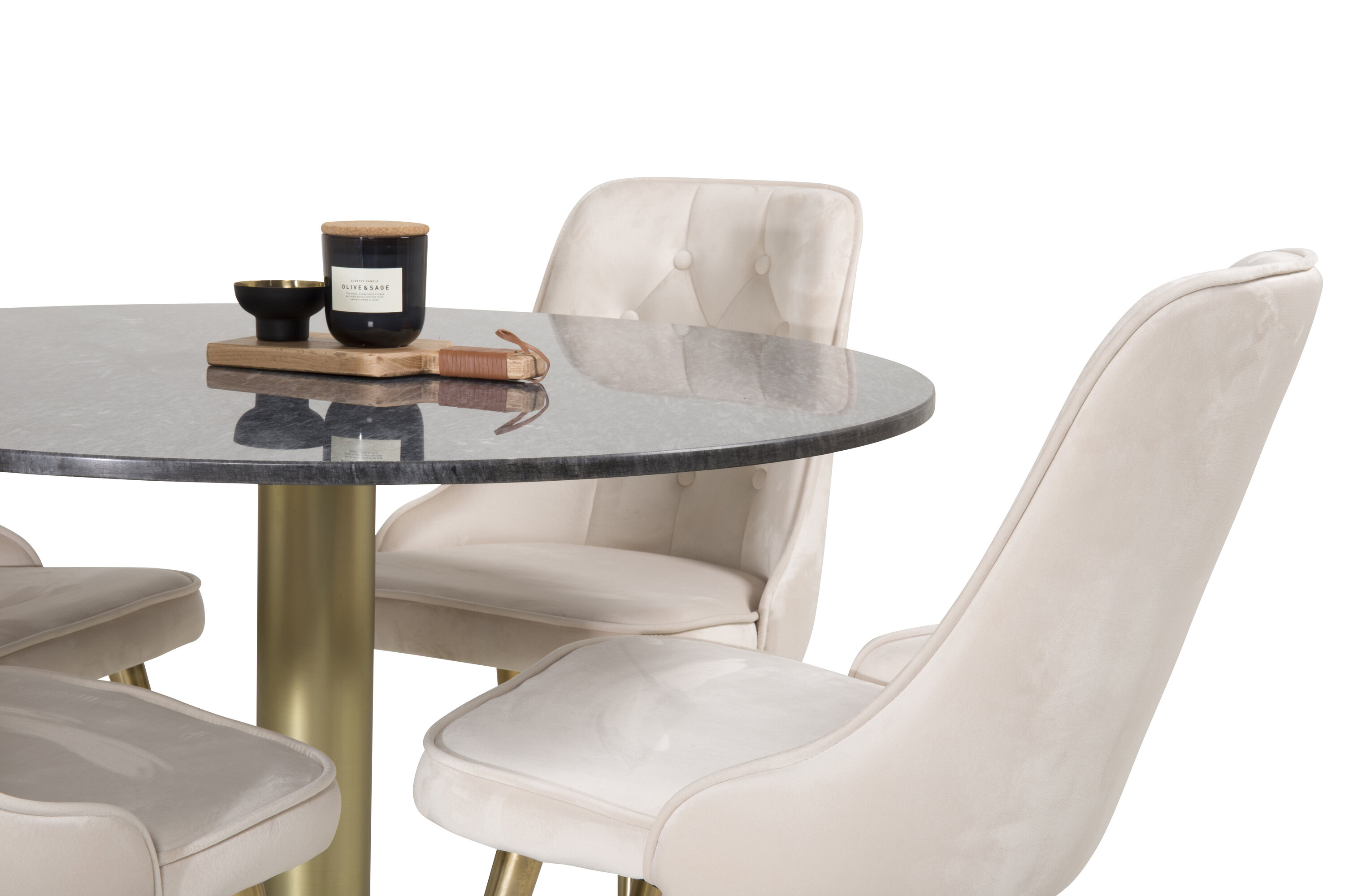 deLOHN Estelle, Velvet Deluxe Kör alakú étkezőgarnitúra deLOHN Estelle, Velvet Deluxe Kör alakú étkezőgarnitúra