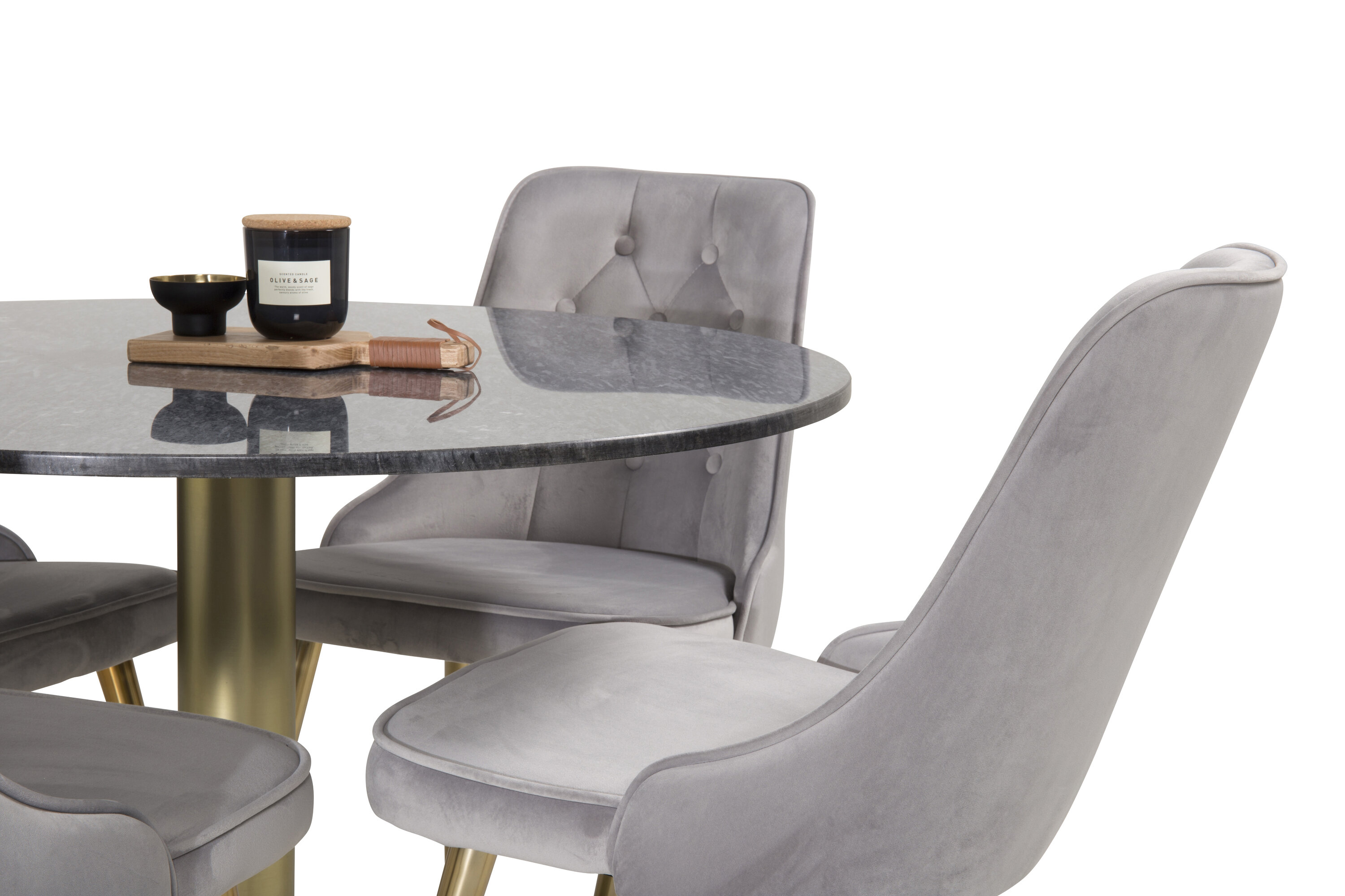 deLOHN Estelle, Velvet Deluxe Kör alakú étkezőgarnitúra deLOHN Estelle, Velvet Deluxe Kör alakú étkezőgarnitúra