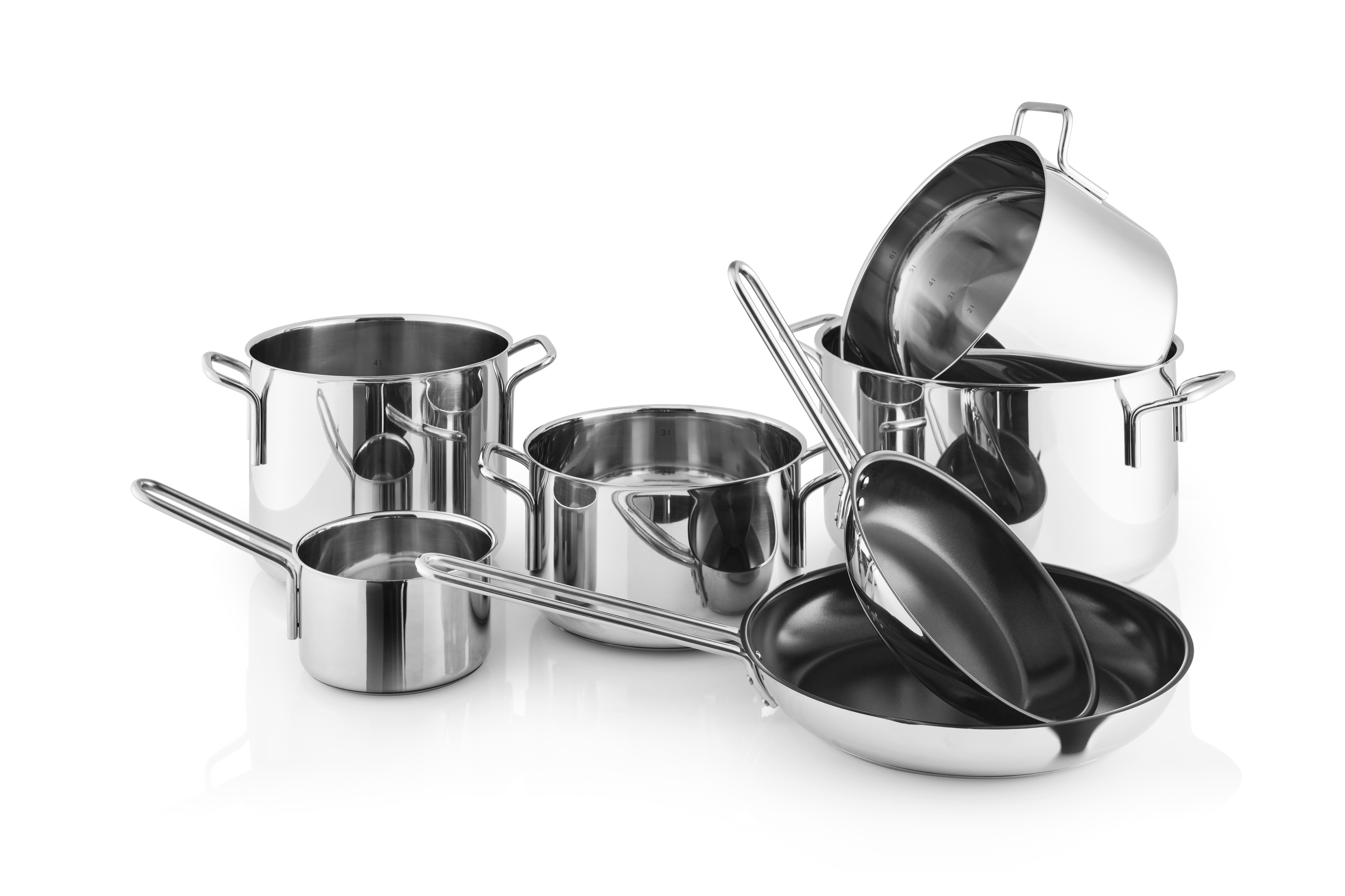 Stainless steel batterie de cuisine - 7 pièces