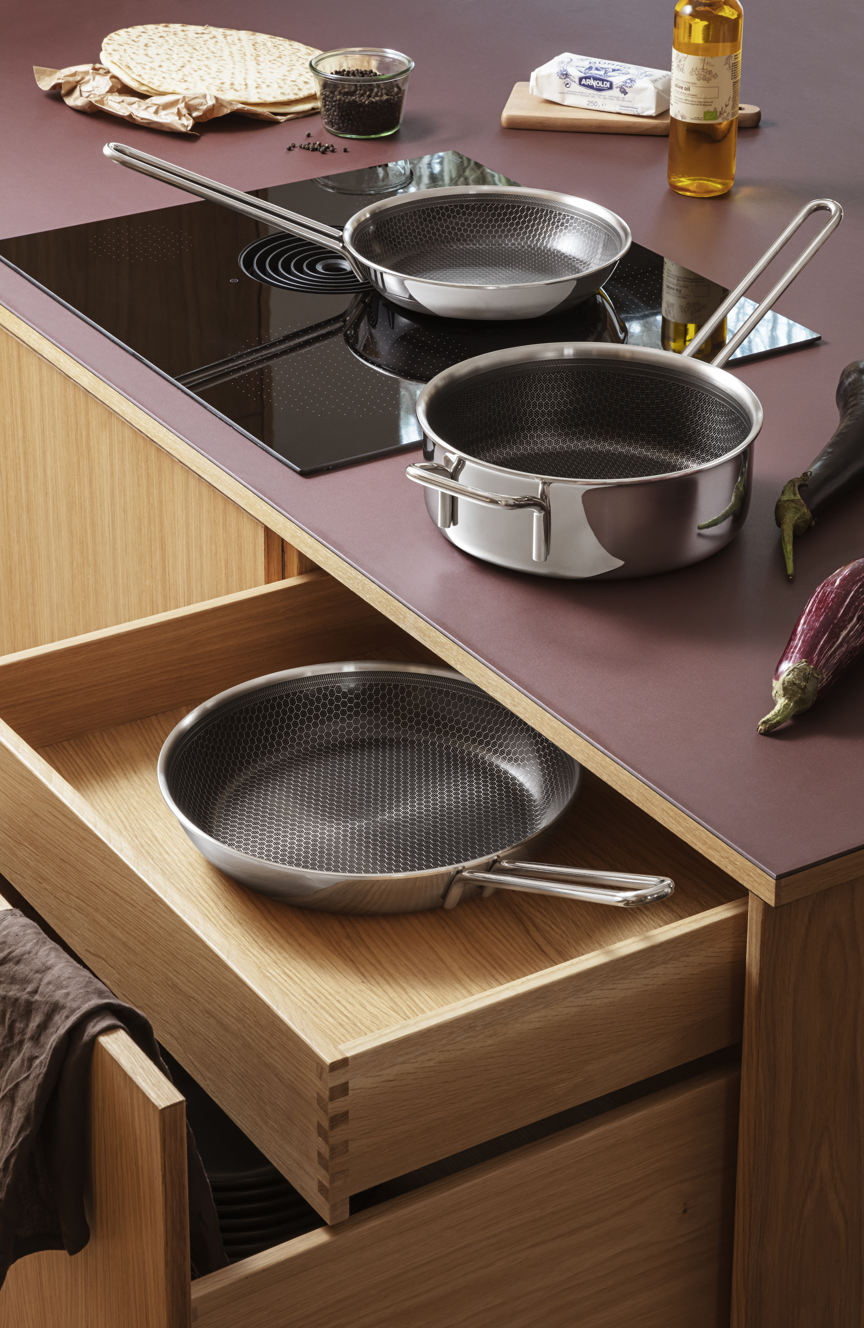 Multi Mosaic højglanspoleret frying pan set - 24 cm + 28 cm - ceramic Slip-Let® non-stick