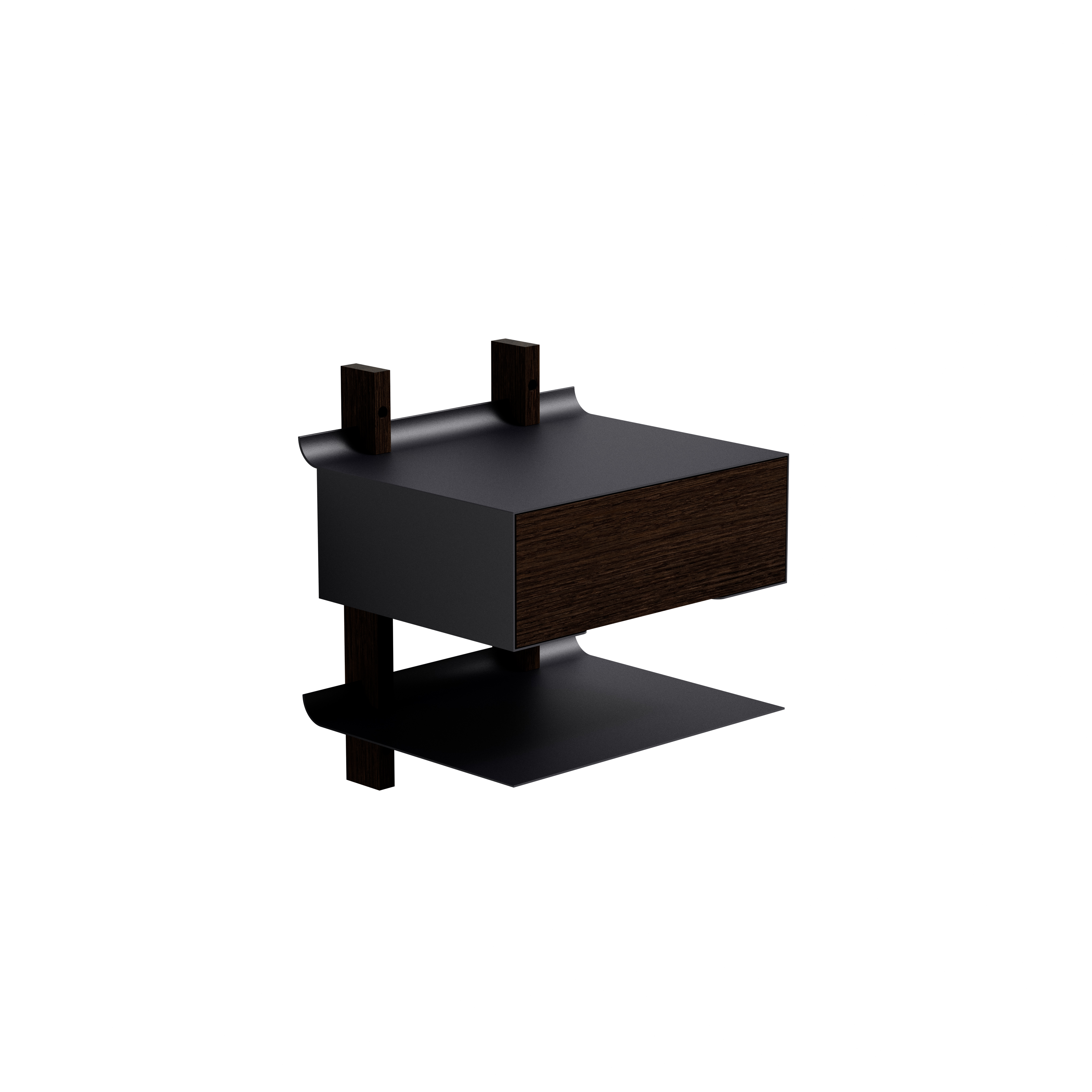 Smile Bedside Table Shelf - Smoked Oak/Black