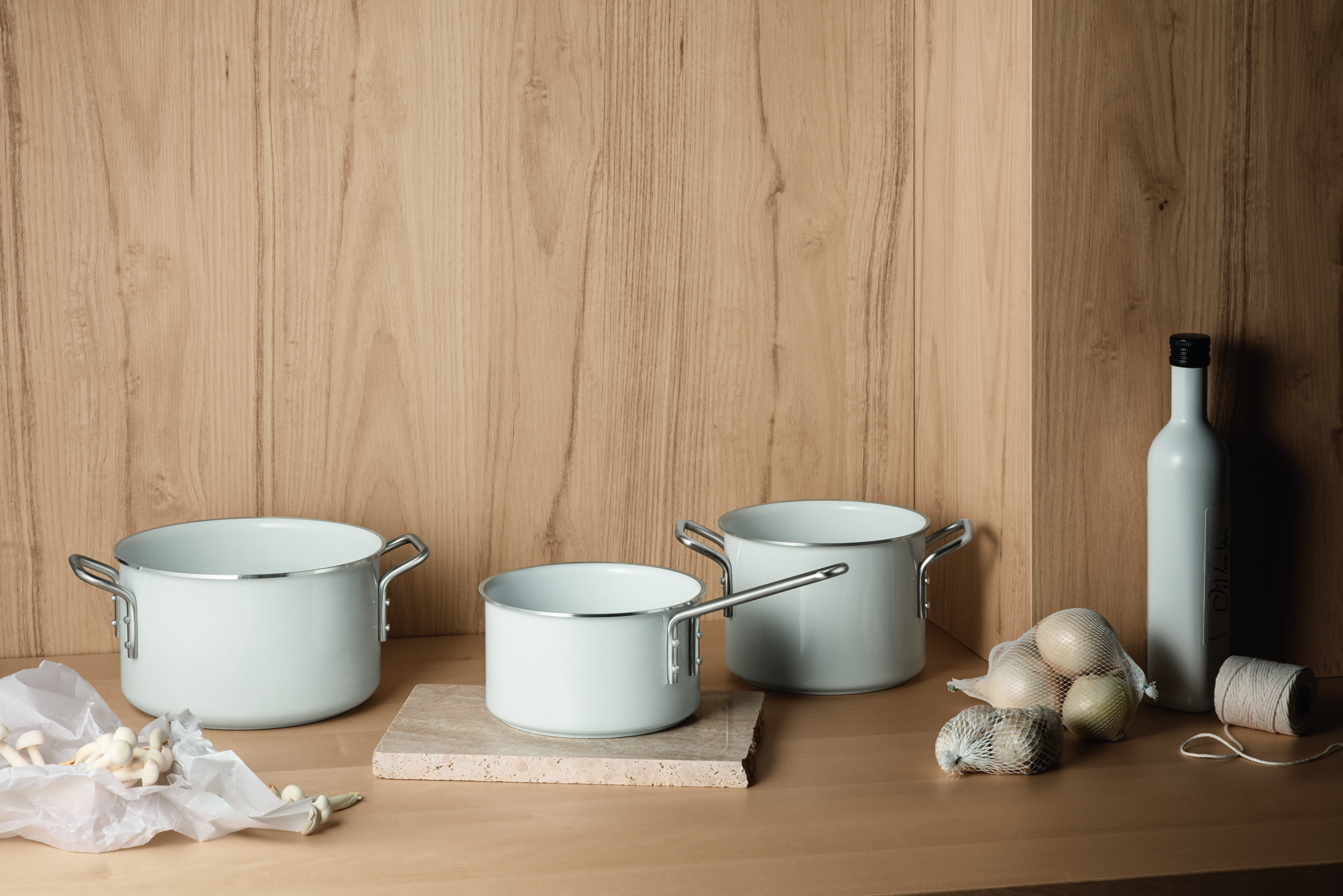 White line cookware set - 3 pcs. - ceramic Slip-Let® non-stick