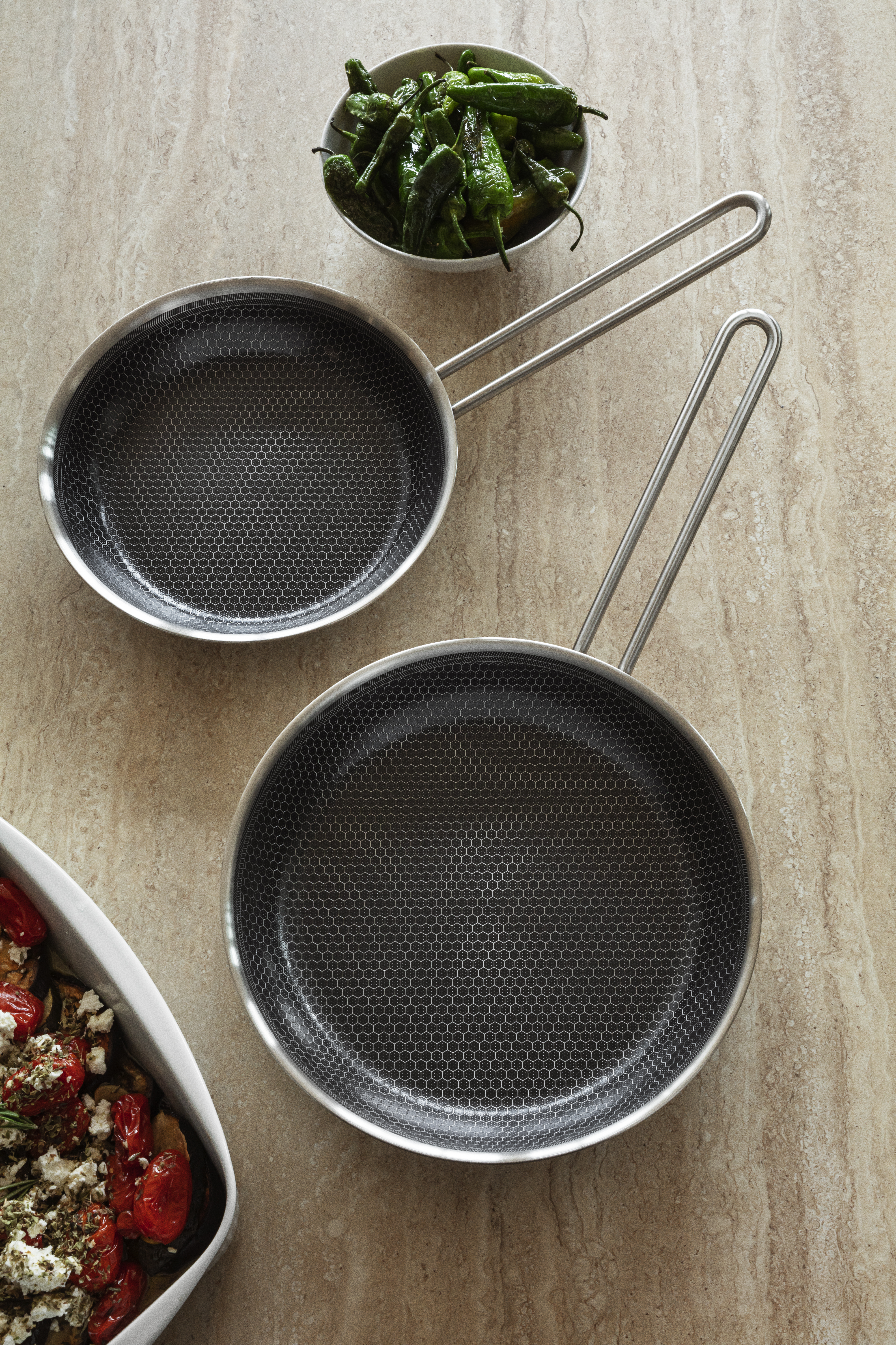 Multi Frying pan 2 pcs. set 24 & 28 cm Mosaic ceramic Slip-Let® coating