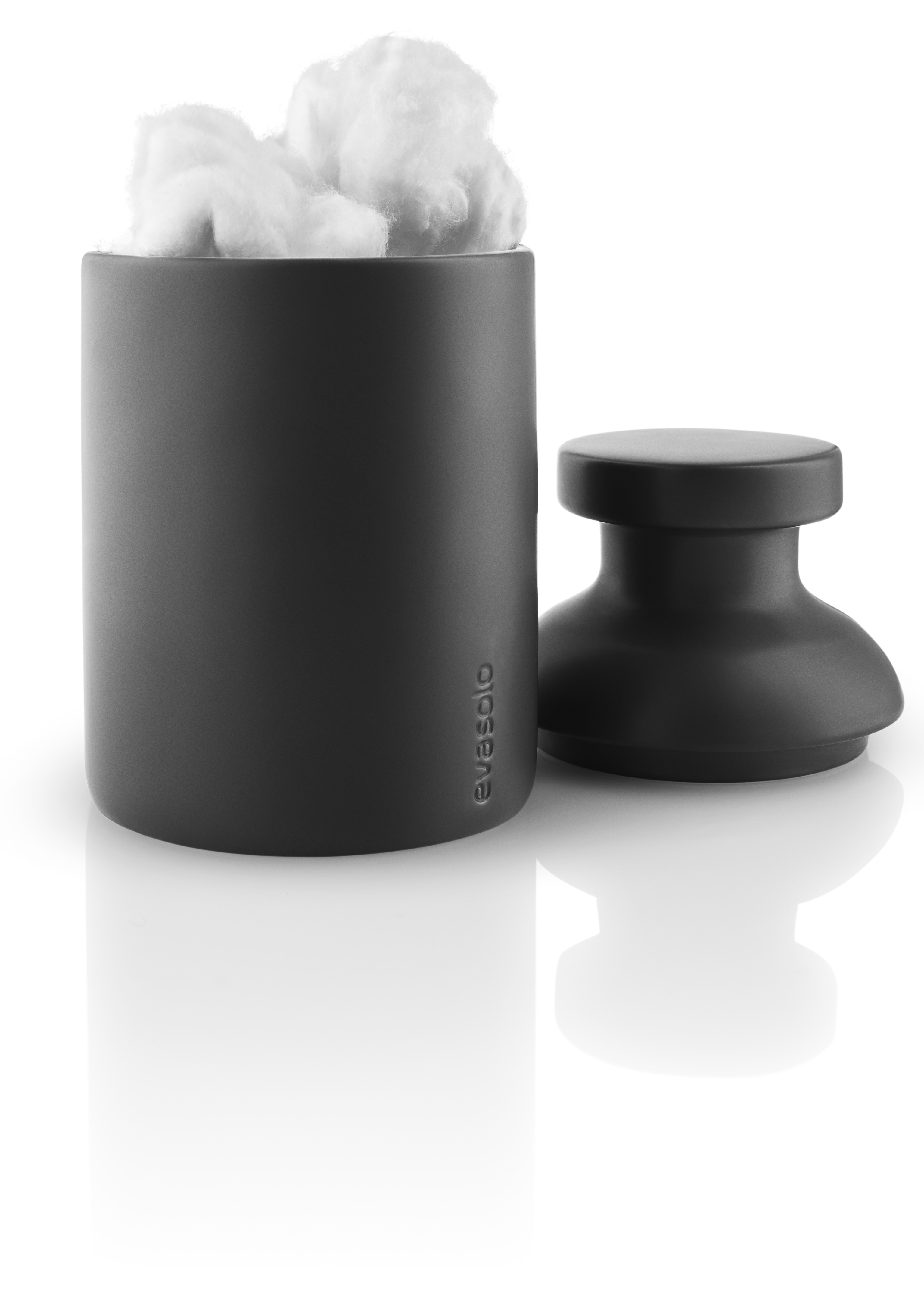 Jar with lid - Ceramic - Matt black