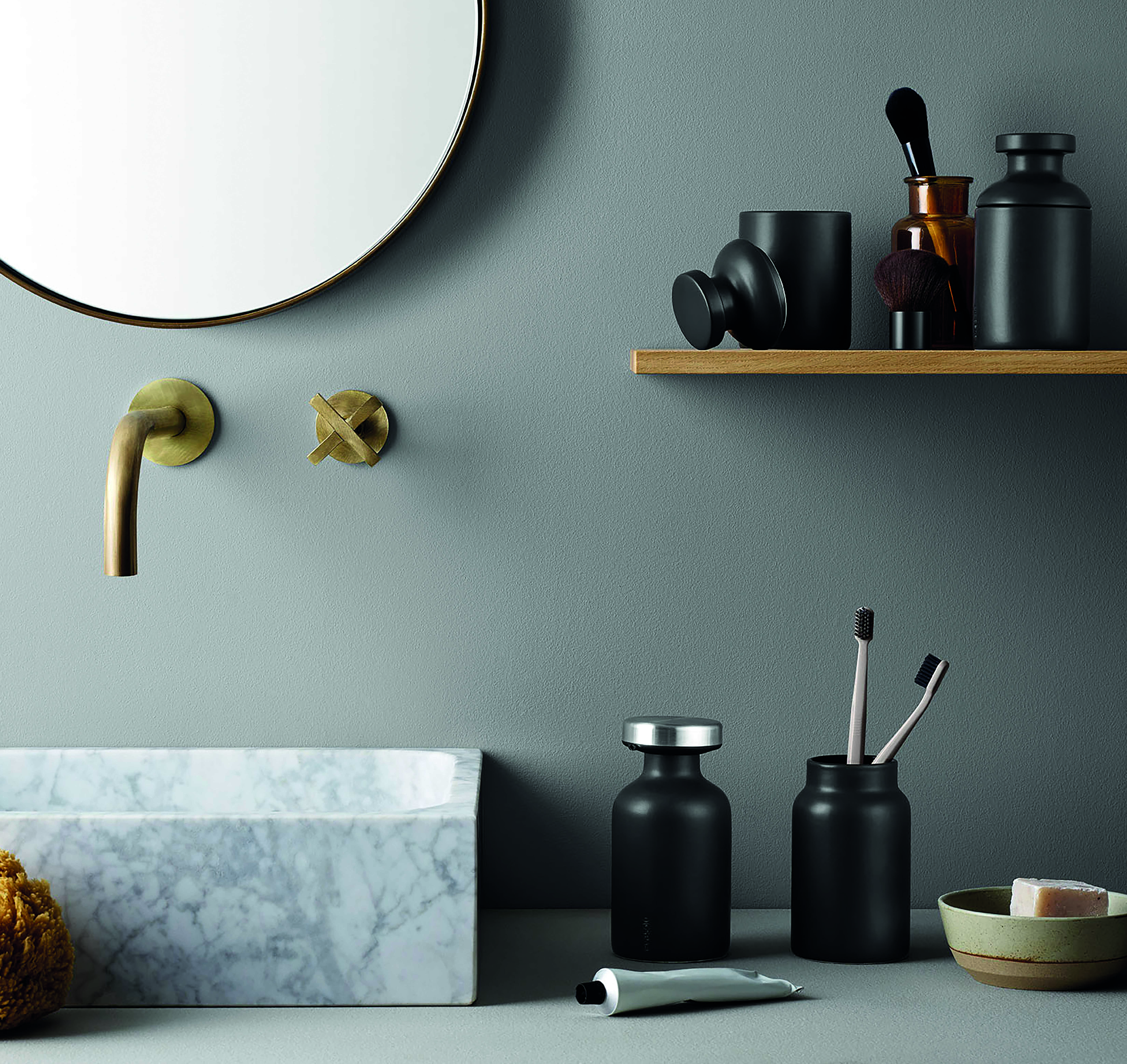 Jar with lid - Ceramic - Matt black