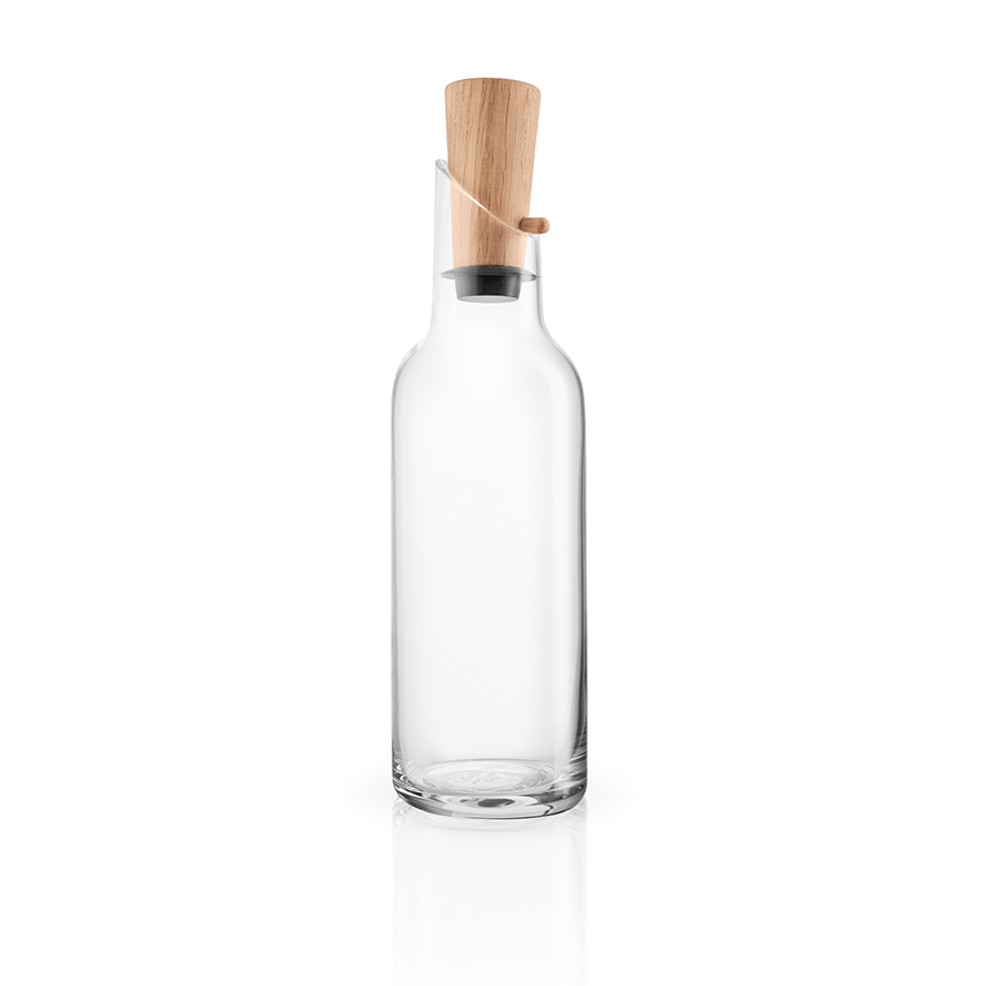 Glass carafe - 1 liter - with wooden stopper