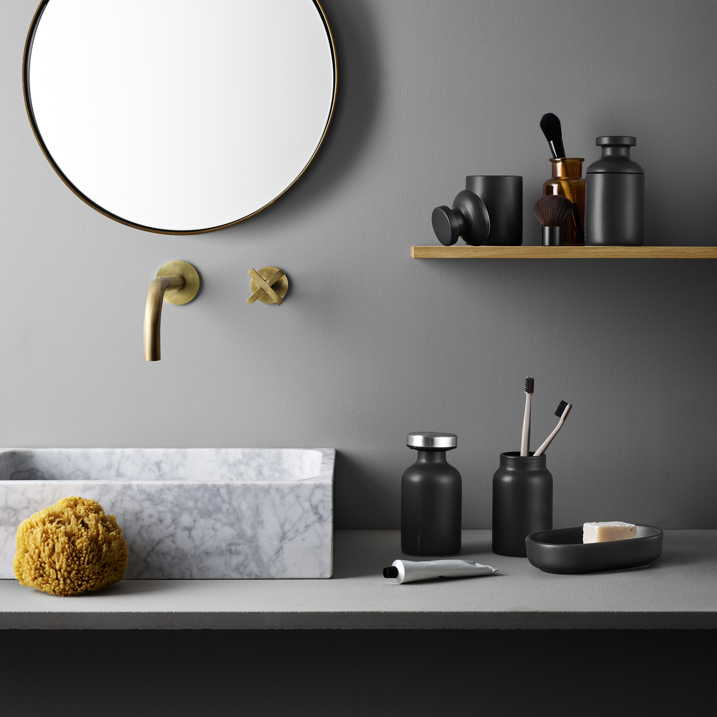 Jar with lid - Ceramic - Matt black