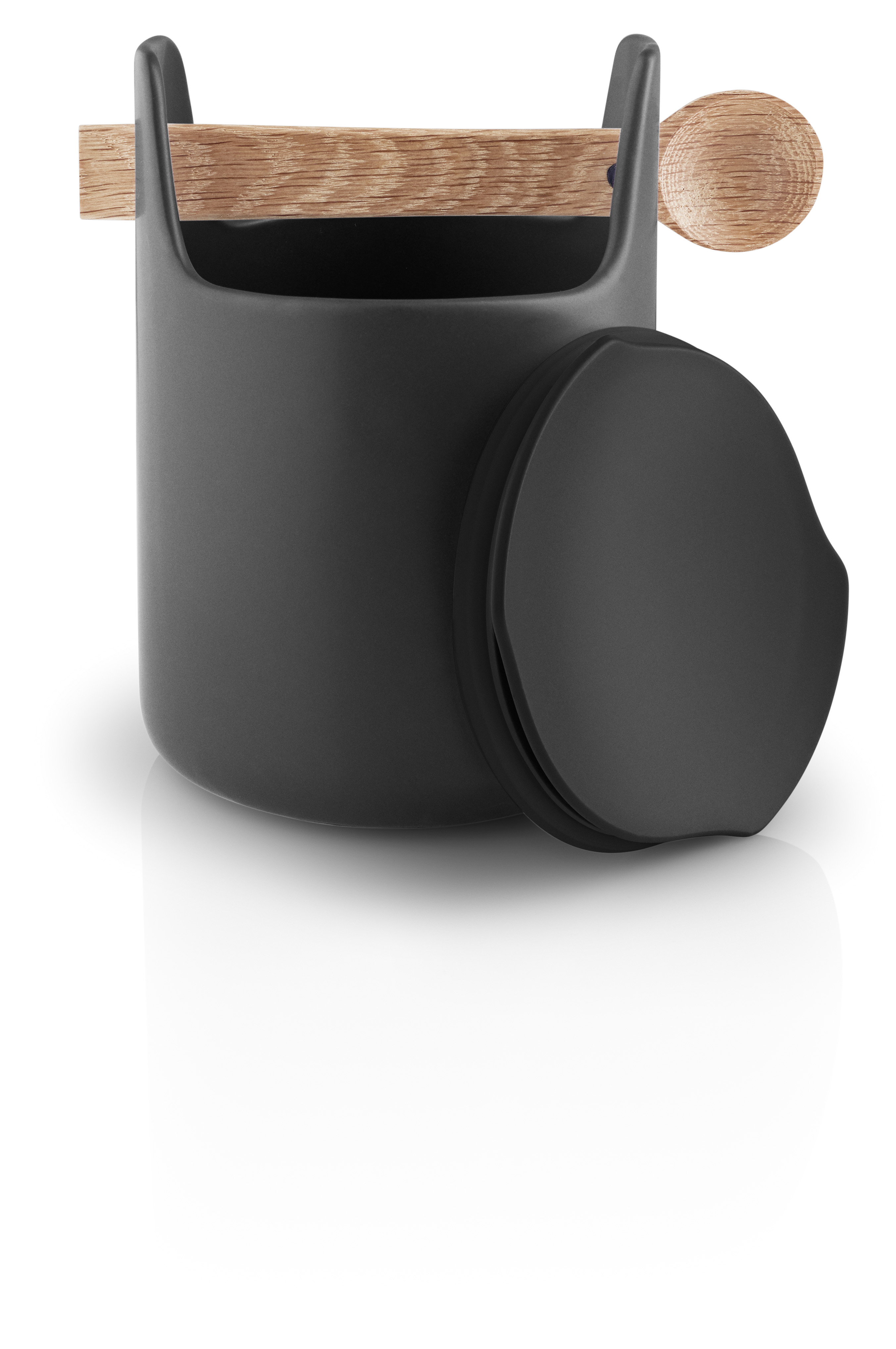 Toolbox förvaringsburk - 15 cm - med sked och lock, svart