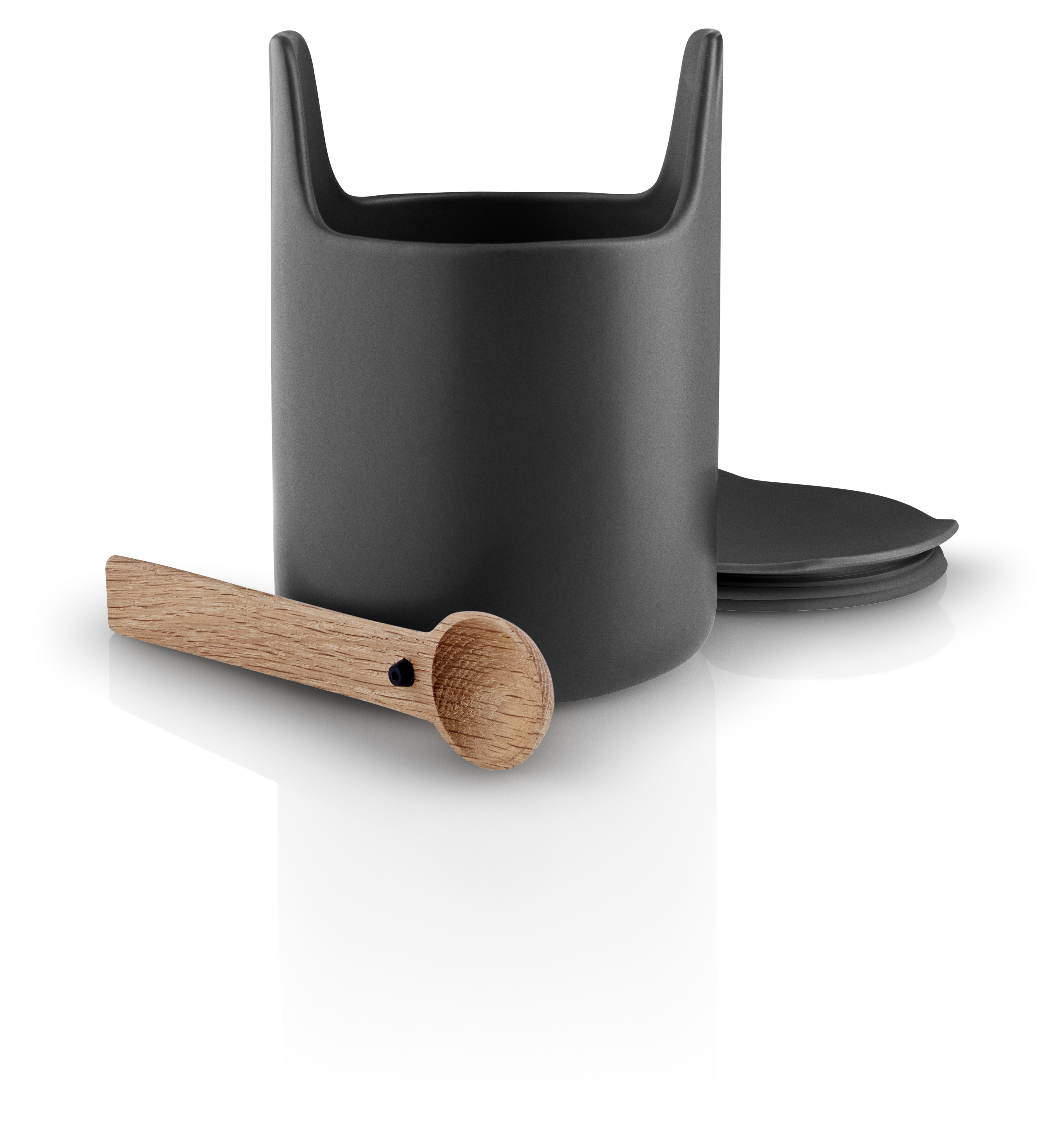 Toolbox förvaringsburk - 15 cm - med sked och lock, svart