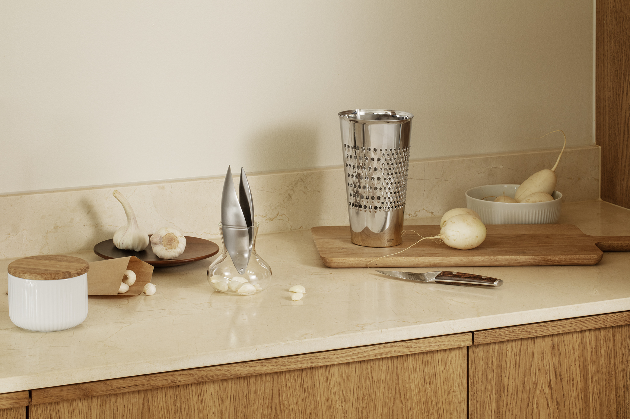 Hvidløgspresser - Inkl. holder - Mundblæst glas