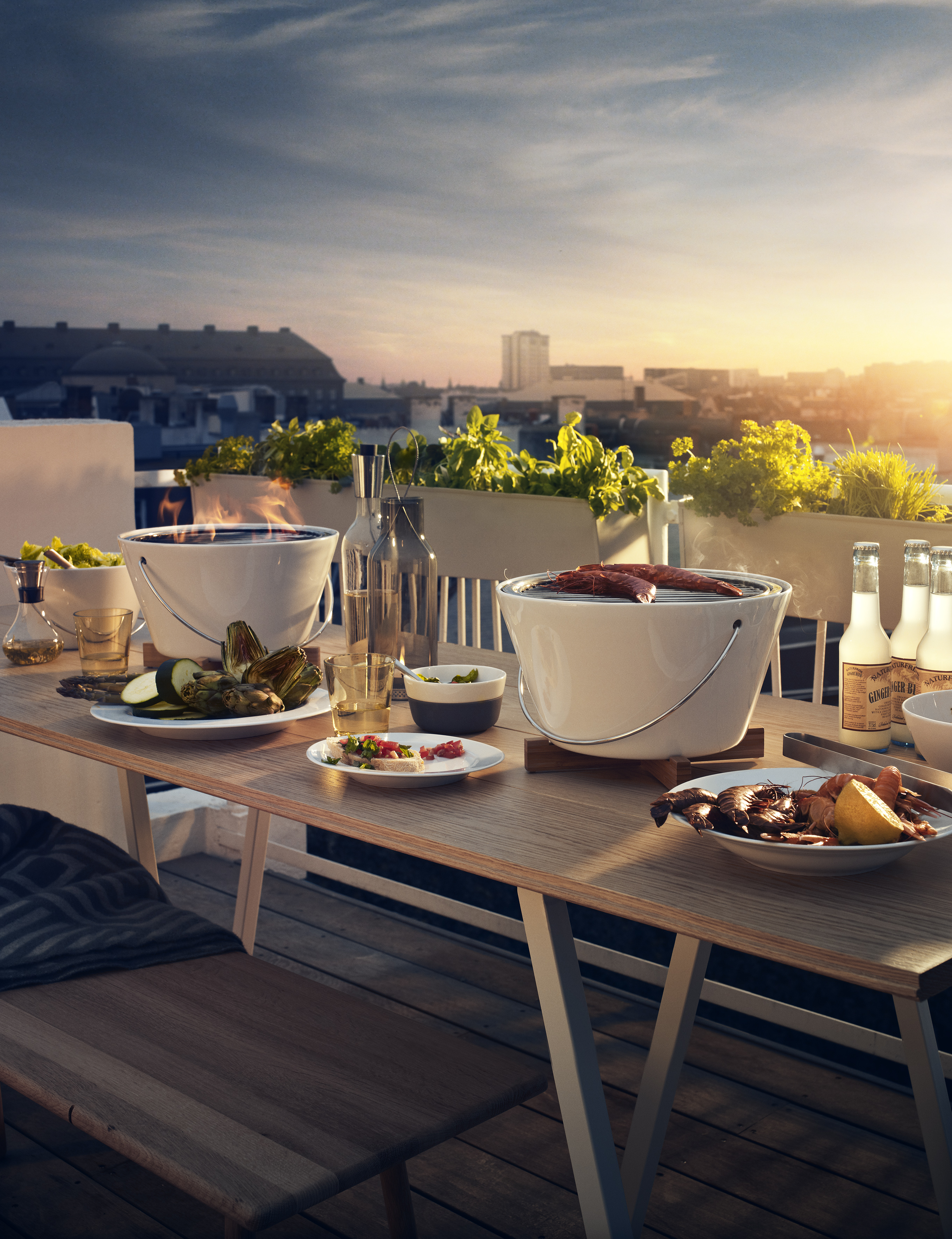 Tischgrill - white - Porzellan