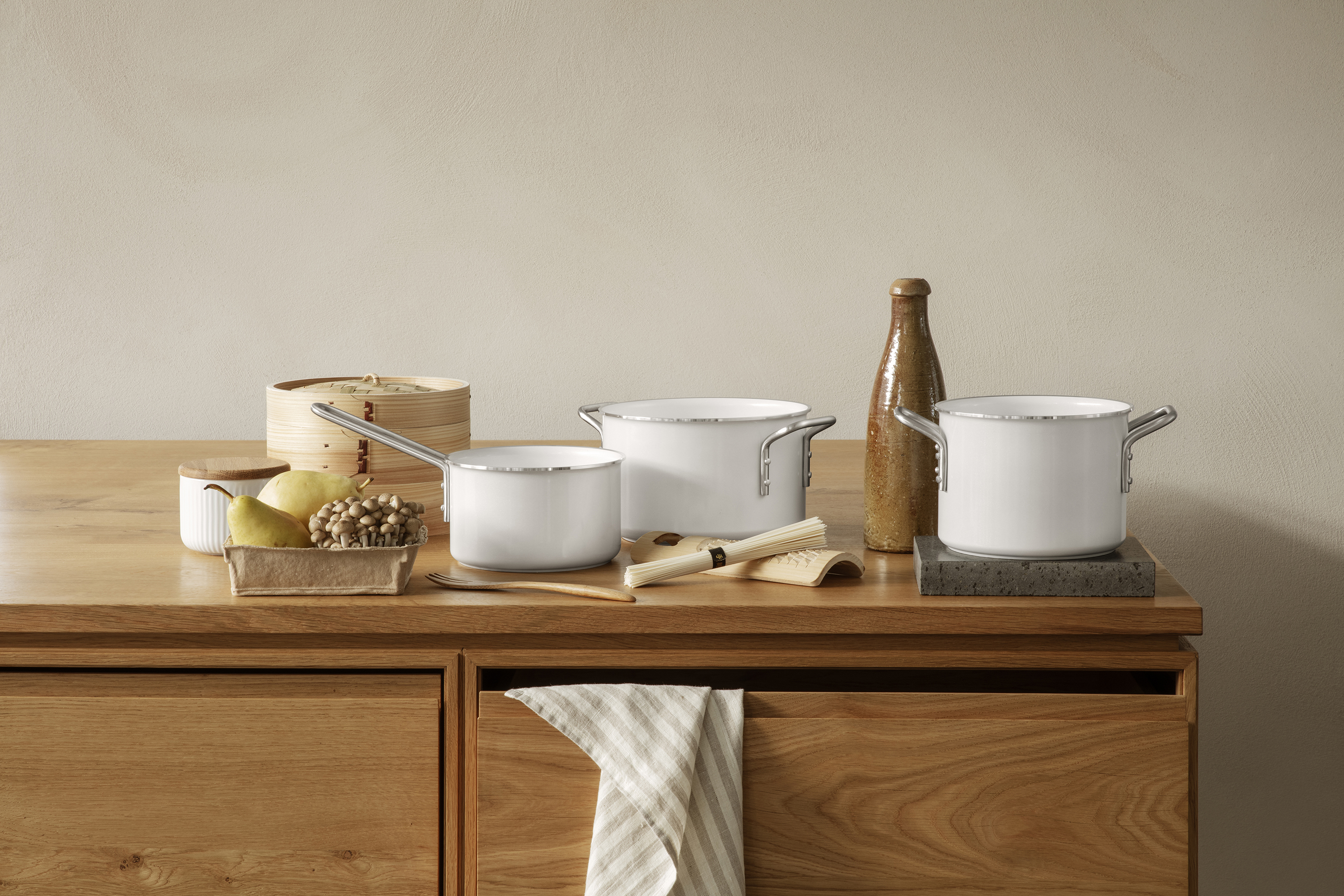 White line cookware set - 3 pcs. - ceramic Slip-Let® non-stick