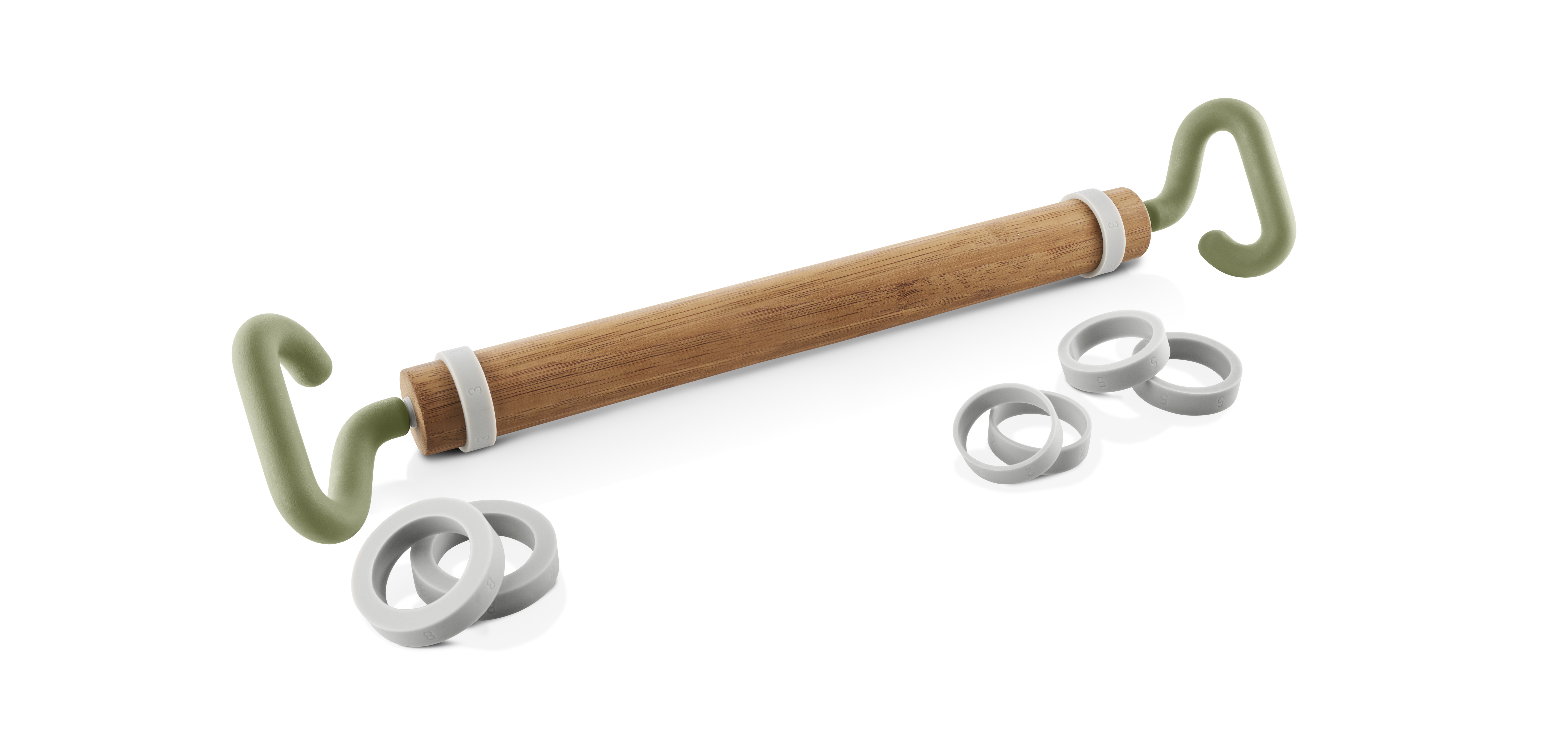 Green tools Rolling pin bamboo w. silicone rings