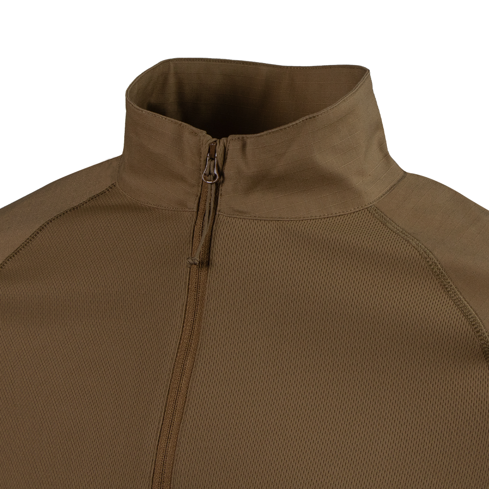 image of the zipper pocket on the  sleeve of the short sleeve combat shirt