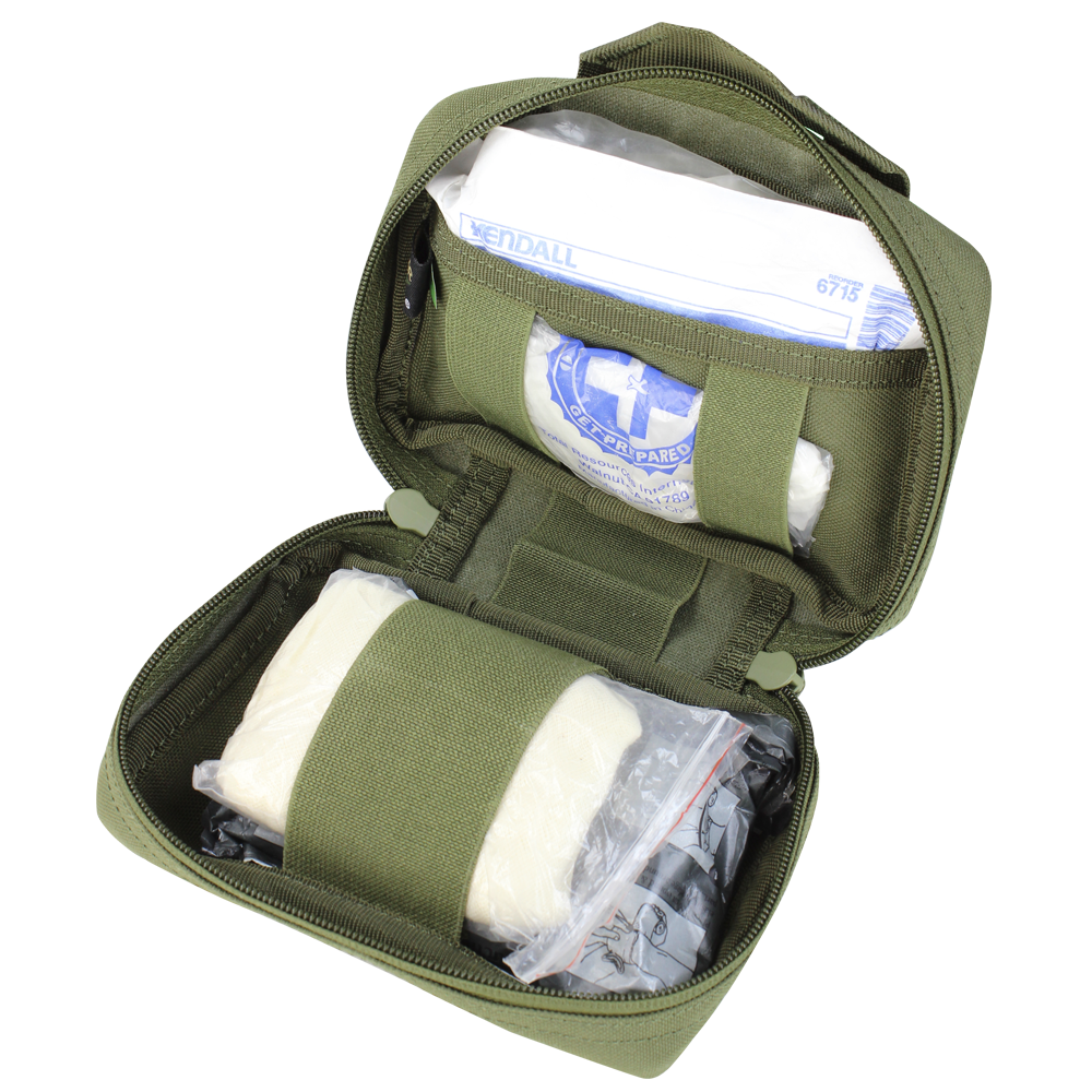 Image of the pouch opened up with medical items inside