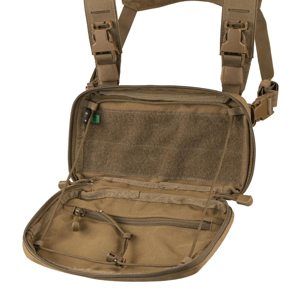 image of the inside of the stowaway chest rig showing the hook and loop