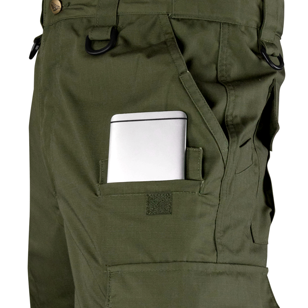 close up image of the small front pocket on the sentinel pants