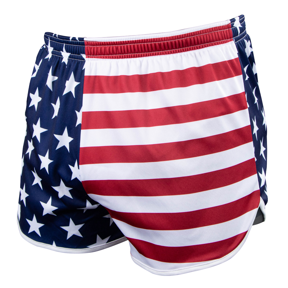 full image of the american flag running shorts