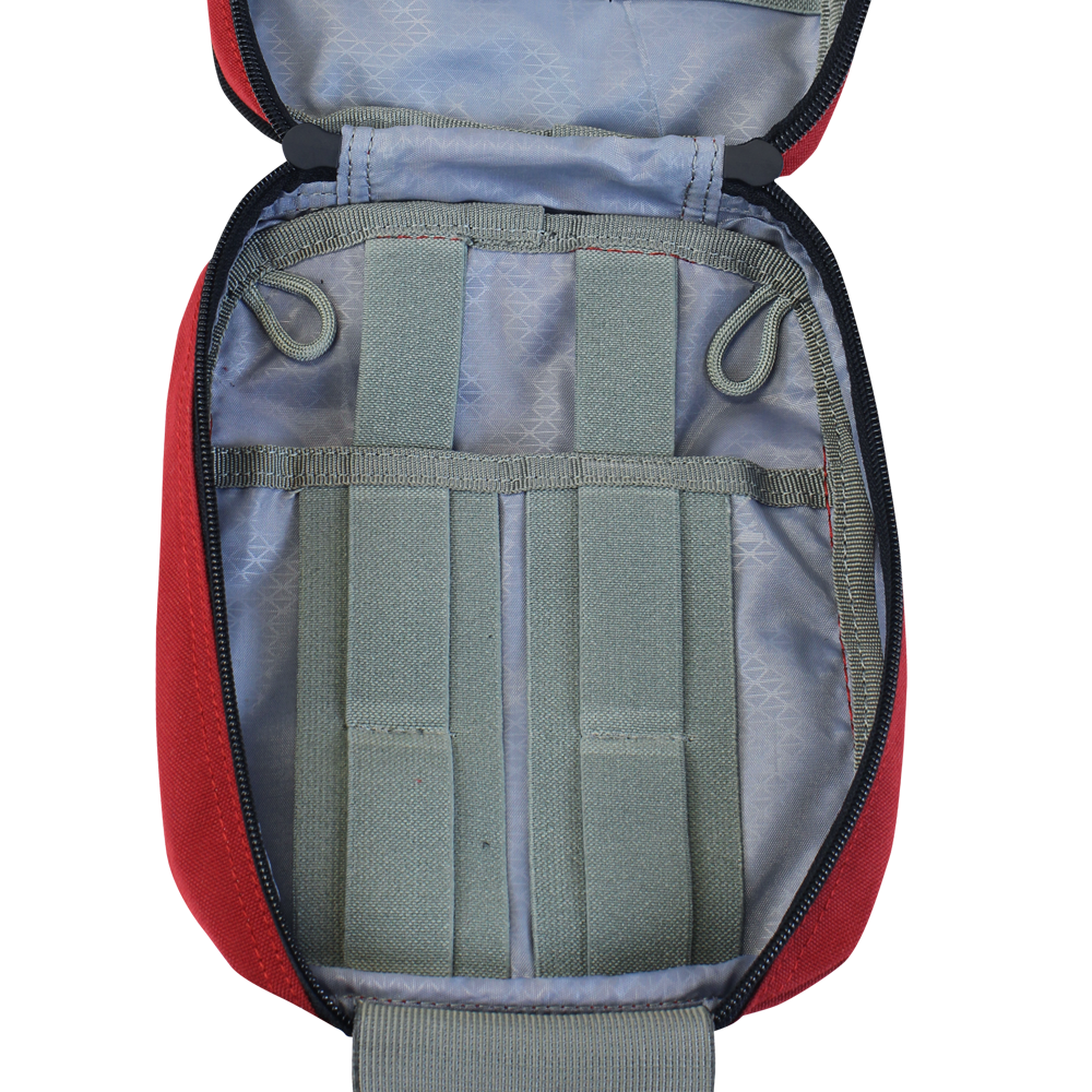 image of the rep away ifak opened up showing the 3 different compartments