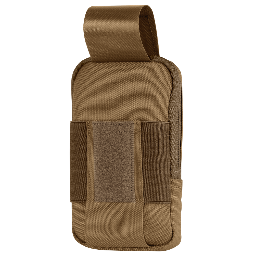 Image of the flap on the phone pouch opened up