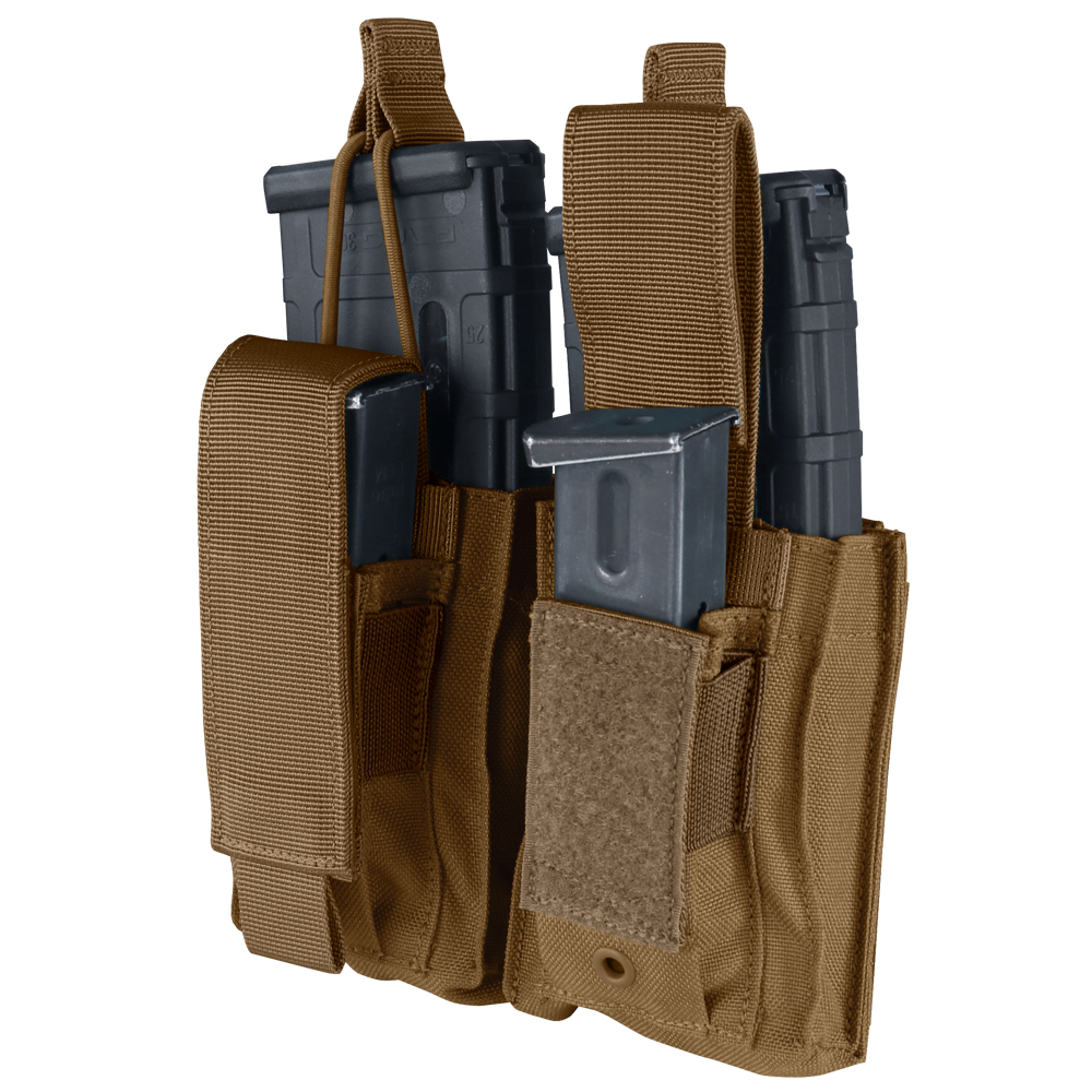 Image of the double m4 kangaroo pouch showing the pistol pouch opened up