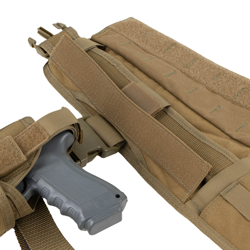 Shot of a drop leg attachment slot on the battle belt gen II