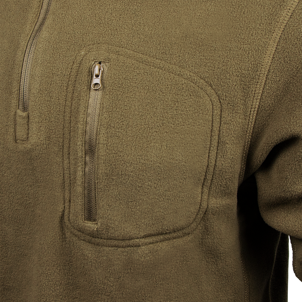 Image of breast pocket on the quarter zip fleece