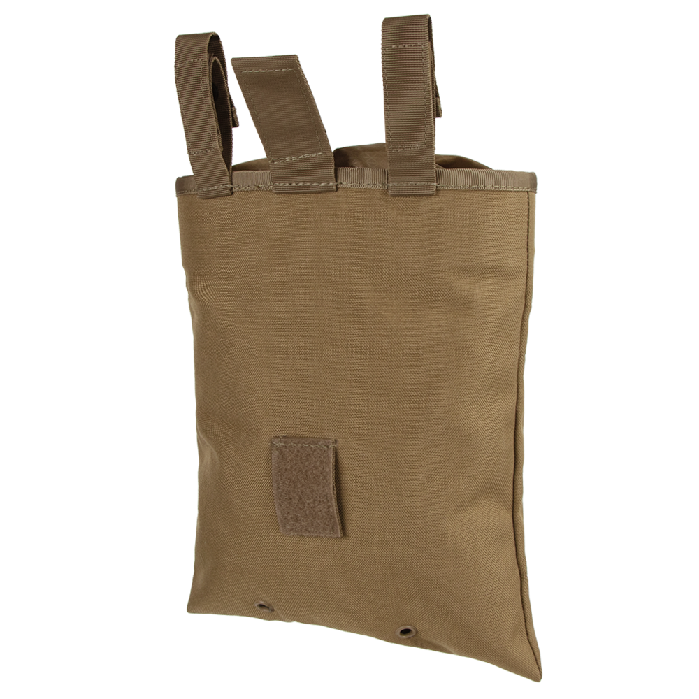 image of the mag dump pouch unfolded with a view of the rear of thee pouch