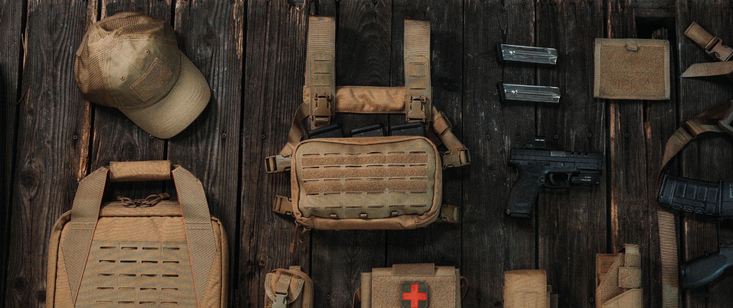 Image of the stowaway laid out with other gear