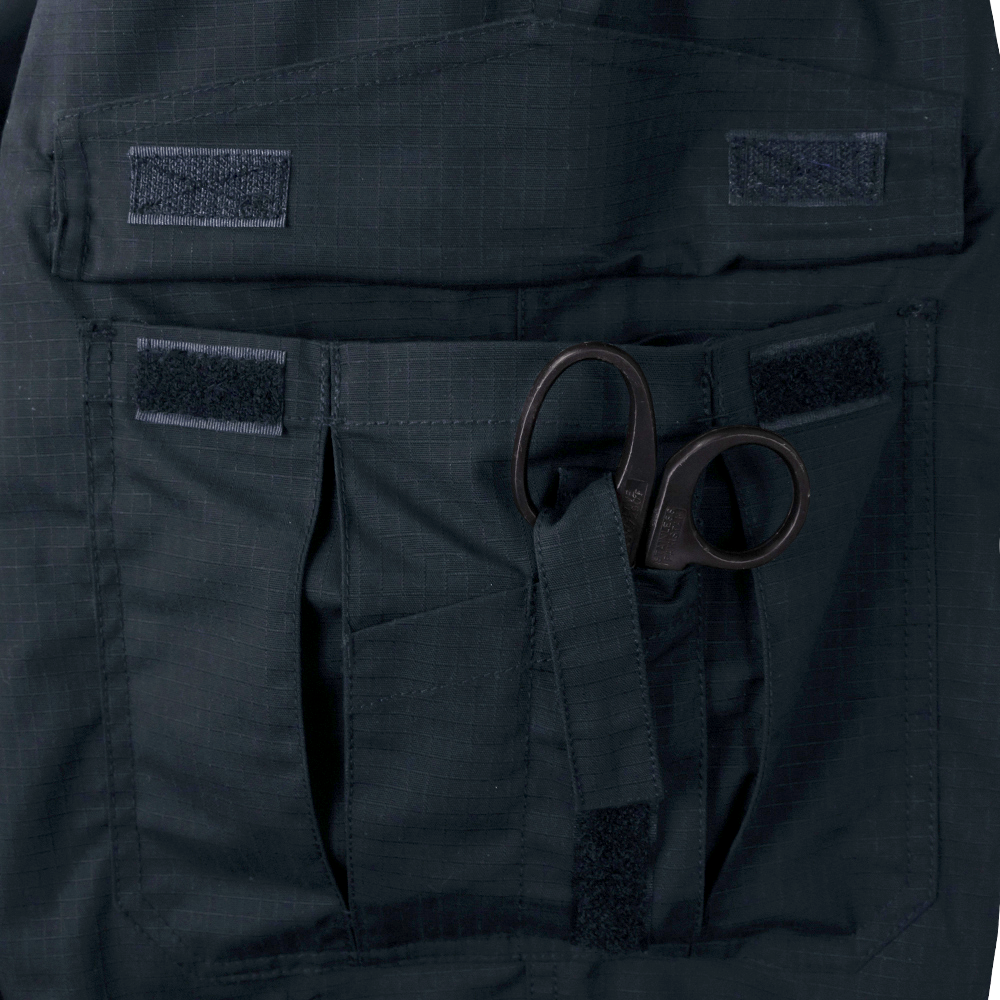 Close up of cargo pocket, capable of holding trauma shears