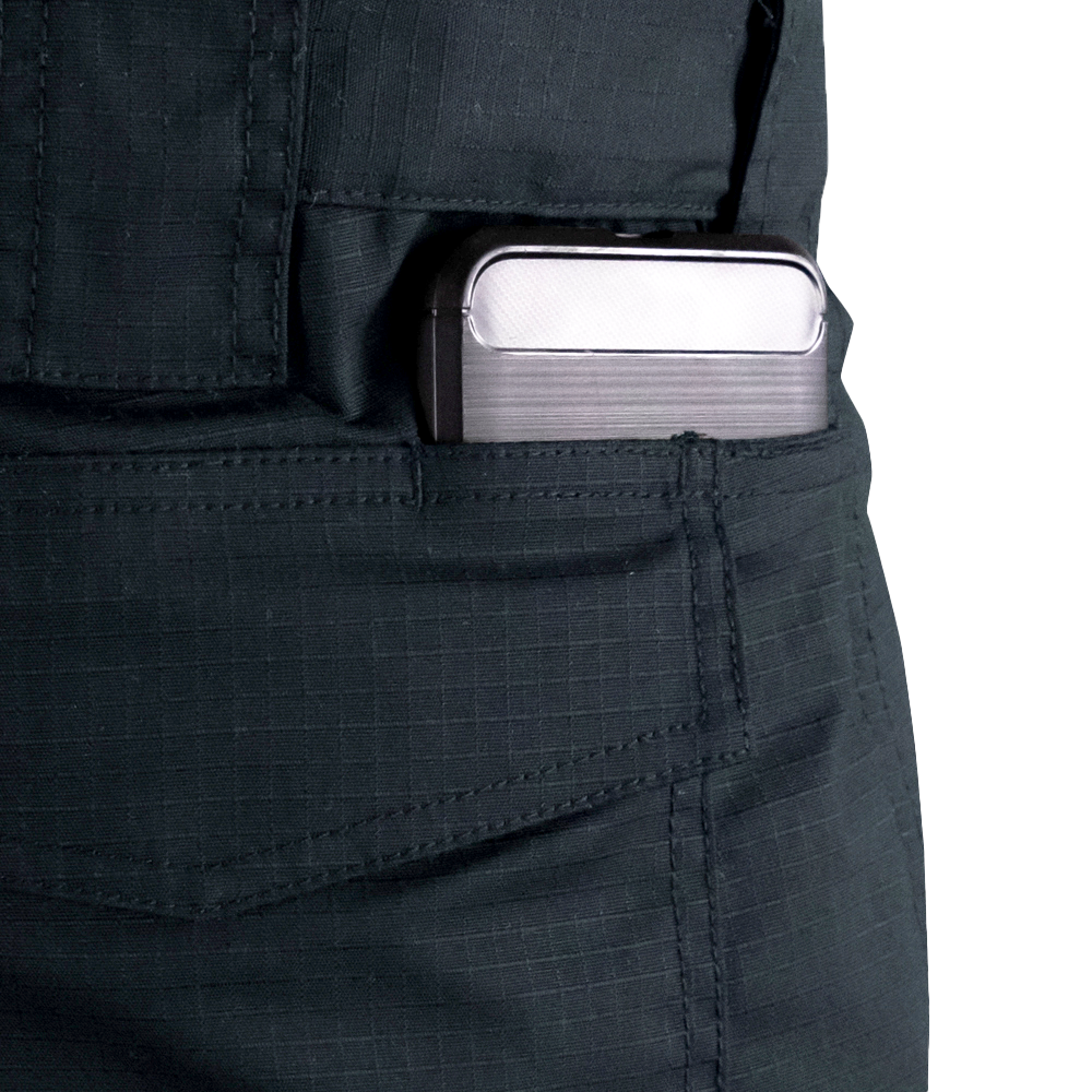 close up of hidden cell phone pocket beside the back packet